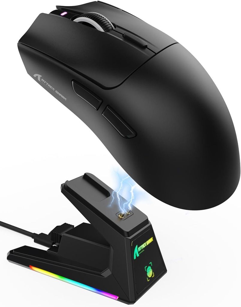 mit Magnetischer Ladestation, PixArt PAW3395PRO Gaming-Sensor, 40000 DPI, BT/2,4G Kabellos/Kabelgebunden, 53g Superlight-Maus, 100M-Mikroschalter