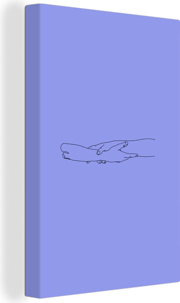 OneMillionCanvasses - Leinwandbilder - 90x140 cm, Hand - Strichzeichnung - Lila, Wandbilder Kunstdruck Wanddekoration - Foto auf Leinwand - Gemä...