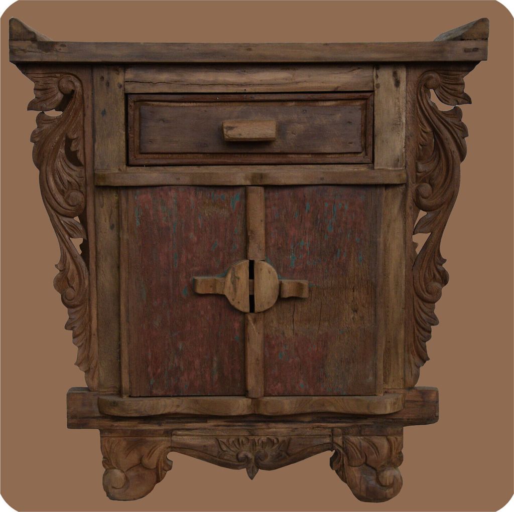 Romantische Massivholz Kommode | Flower 2 | nachhaltiges Alt Teak Holz