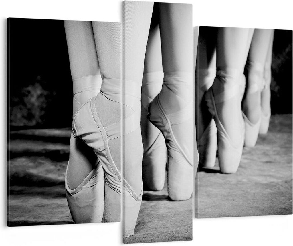 Bild auf Leinwand - Leinwandbild - 3 Teile - Ballettschuhe Füße Tanz - 95x80cm - Wand Bild - Wanddeko - Wandbilder - Leinwanddruck - Bilder - Wan...