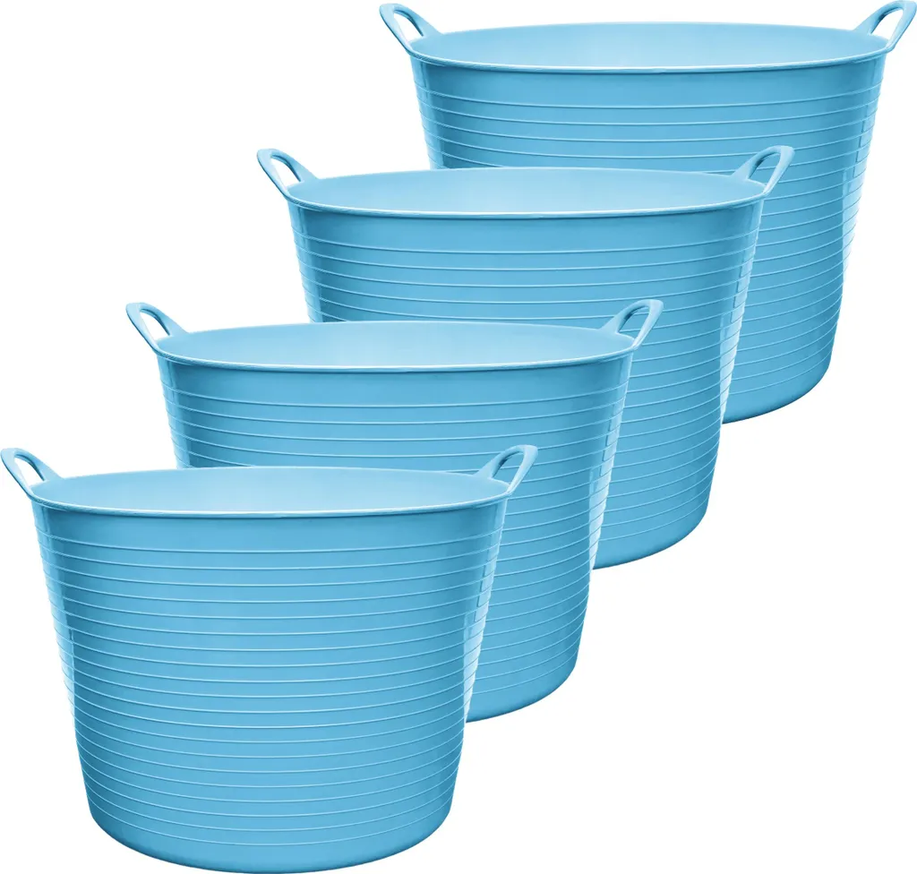 Garronda GD-0184 Lot de 4 Seaux Souples 42L Bleus pour Jardin et Chantier
