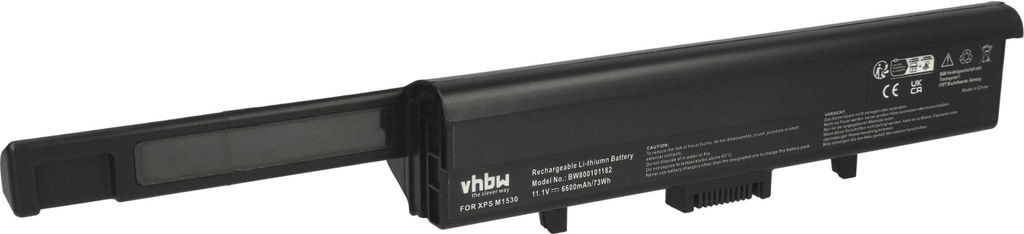 vhbw Akku kompatibel mit Dell XPS M1500, M1530 Notebook (6600 mAh, 11,1 V, Li-Ion)