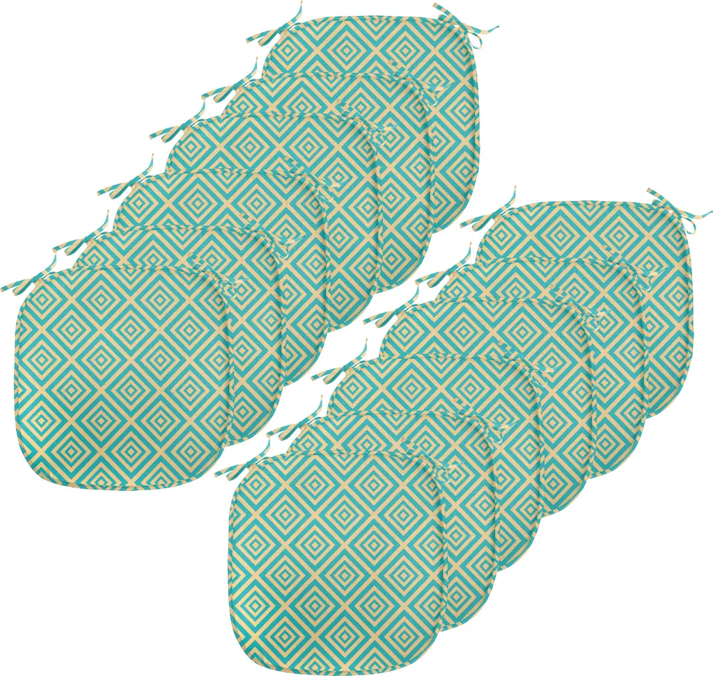 ABAKUHAUS Lot de 12 Galettes de Chaise Géométriques Turquoise et Jaune