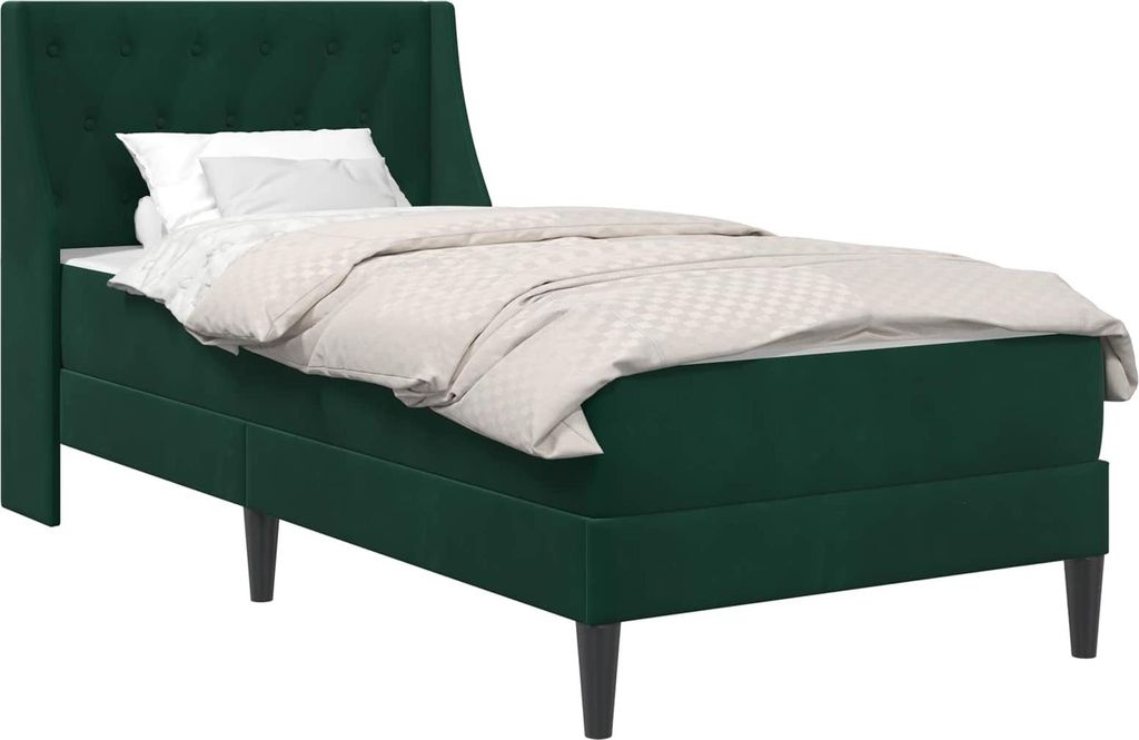 "im SALE"Bettgestell 1-2 PLACES - modernen Design - Polsterbett mit Lattenrost - mit Matratze Wandmontiert 2 pcs Dunkelgrün Samt - Klassische Bett...