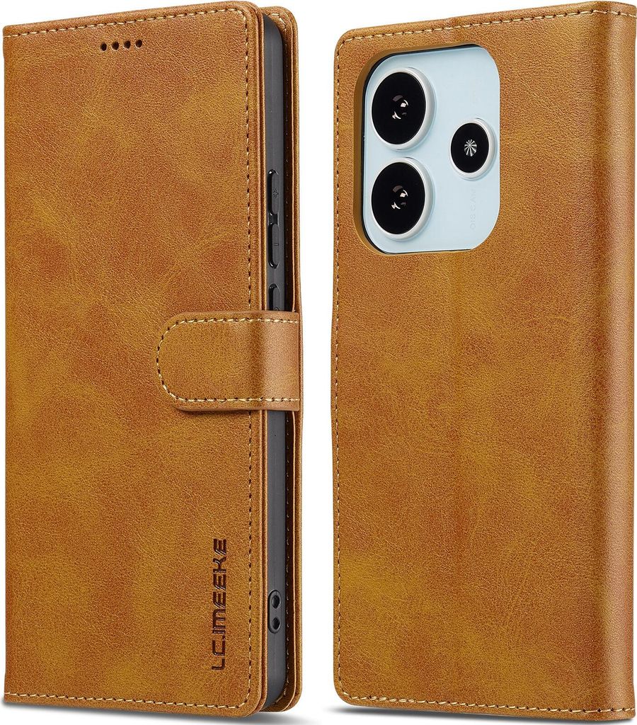 Hülle für Xiaomi Redmi Note 14 4G, Klapphüllen Brieftasche Leder Magnetverschluss Ständer Schutzhülle Gelb