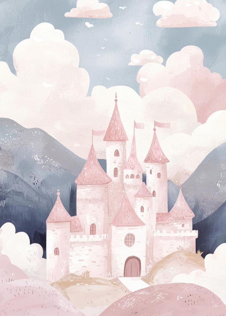 Plakat 50x70cm Muster für Kinder, Mädchen fürs Zimmer - Schloss 2