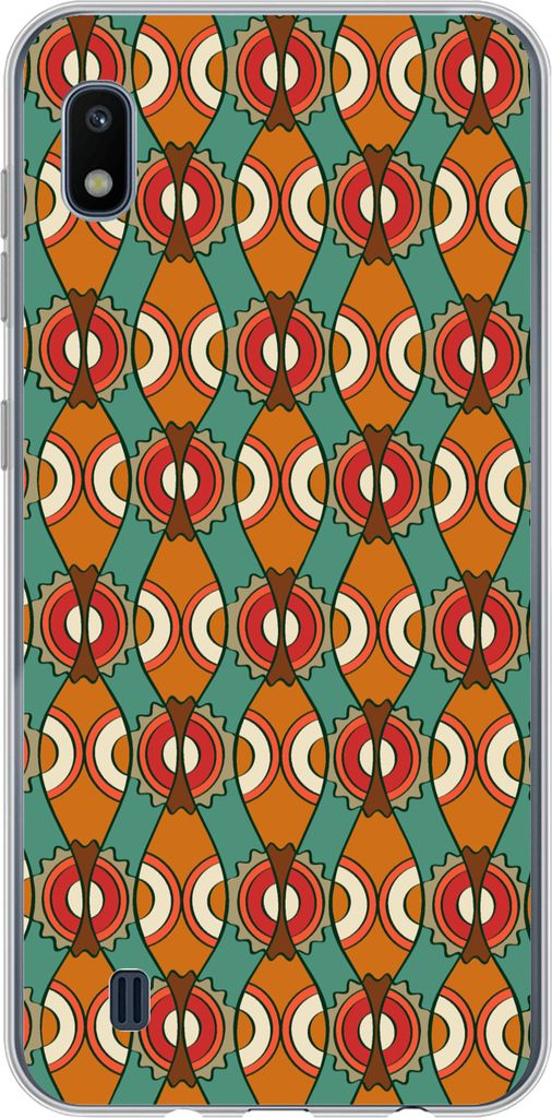 MuchoWow Handyhülle Schutzhülle Hülle für Telefoonhoesje Samsung Galaxy A10 Design - Retro - Orange - Abstrakt Silikon Softcase Handy Hülle ...
