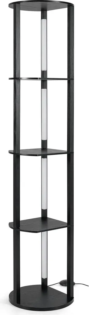 Lampadaire gain de place avec étagères et LED modulables pour petit salon
