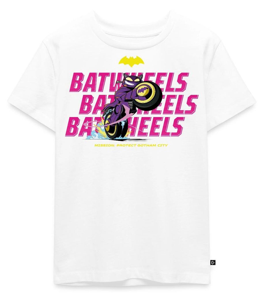 Spreadshirt Batwheels Bibi Mit Schriftzug Protect Gotham City Kinder Premium T-Shirt, 98/104 (2 Jahre), Weiß