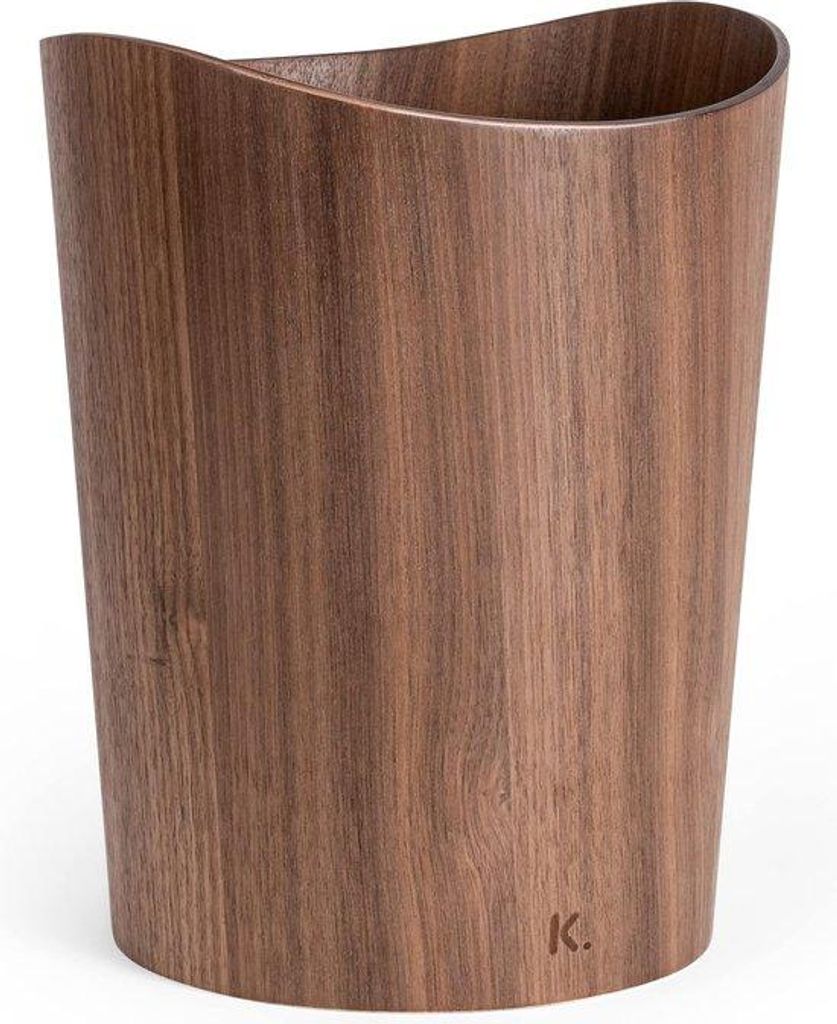 Poubelle Famanu en bois massif - 9 litres, en noyer Image du produit 