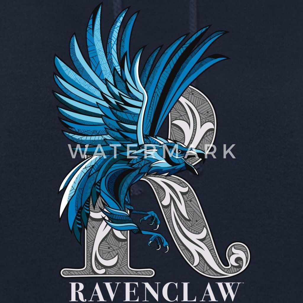 Spreadshirt Harry Potter Ravenclaw Silver Monochrom Damen Hoodie, M, Navy