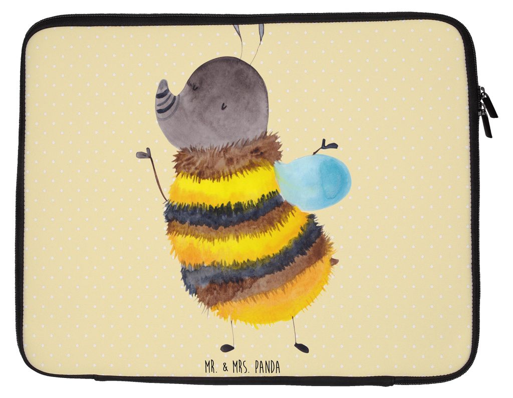 Mr. & Mrs. Panda Notebook Tasche Hummel flauschig 33 x 42 cm - Gelb Pastell - Geschenk, Laptoptasche, Laptop, Hülle, Schutzhülle, Natur, Blume, L...