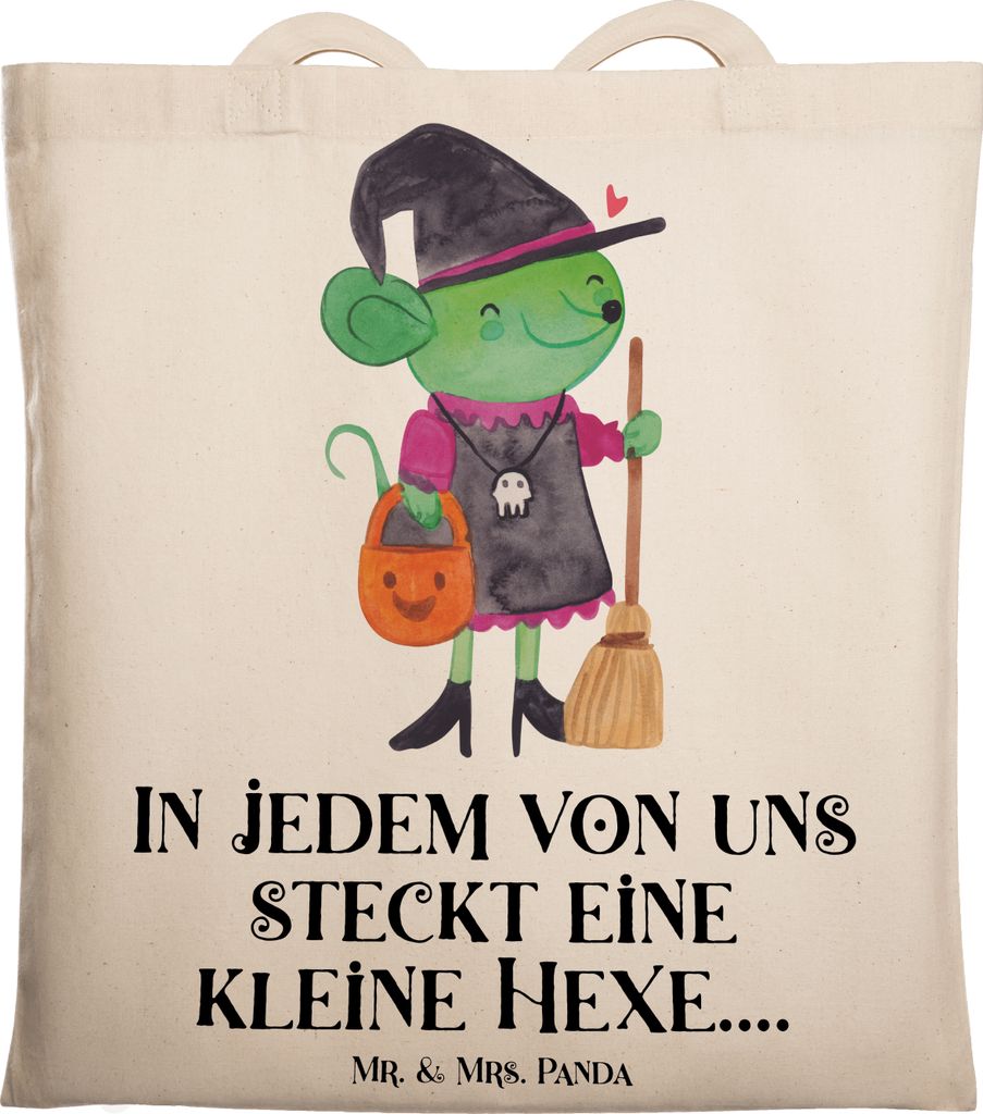 Mr. & Mrs. Panda Tote Bag Halloween Hexe - Transparent - Geschenk, Tasche, Tragetasche, Feiertagsfeiern, Geschenke, Schultasche, Halloween-Deko, gr...