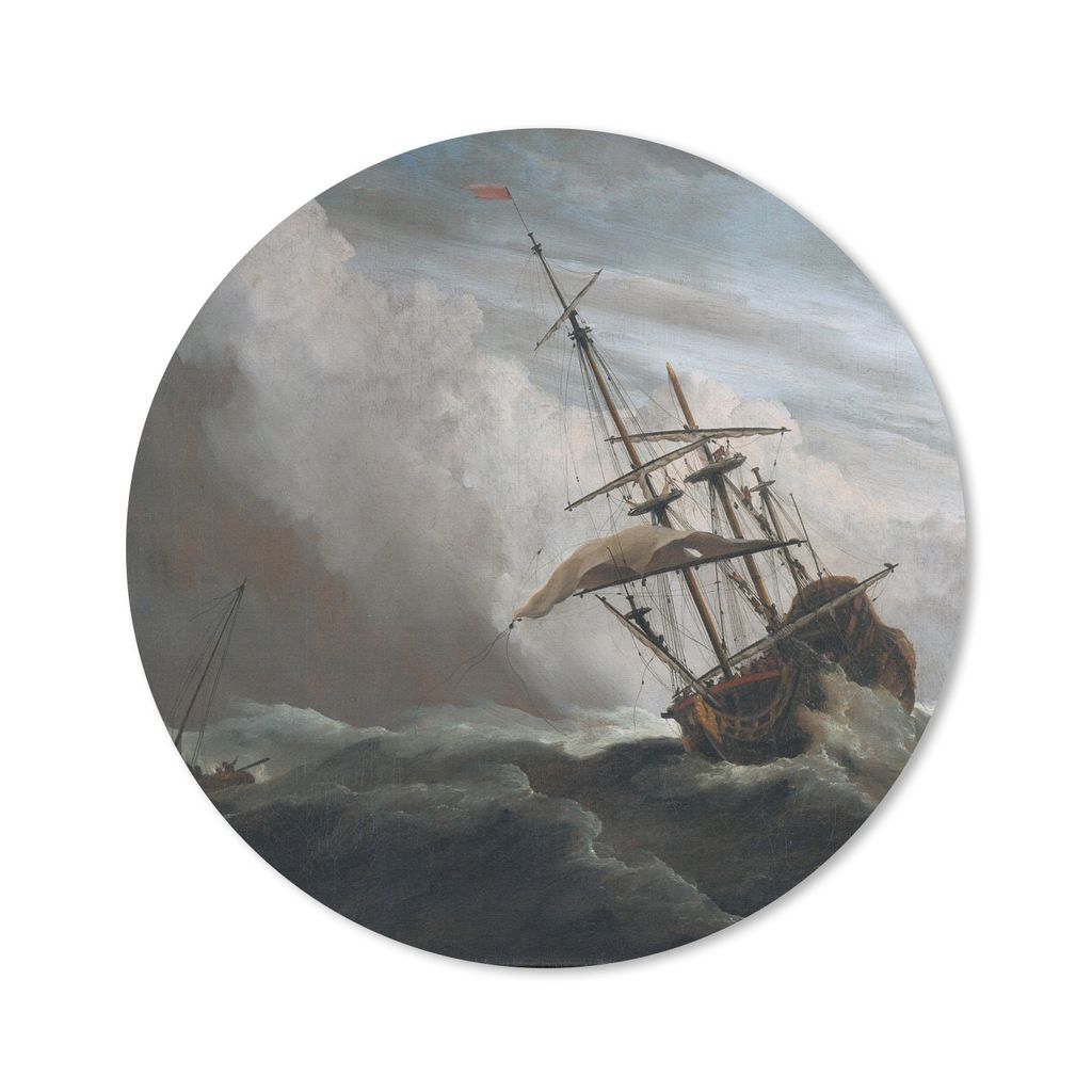 MuchoWow Mauspad Mousepad De Windstoot - Willem van de Velde - Alte Meister 30x30 cm - Mousepads - Maus Mat - Pad - Mausunterlage - Tischunterlag...