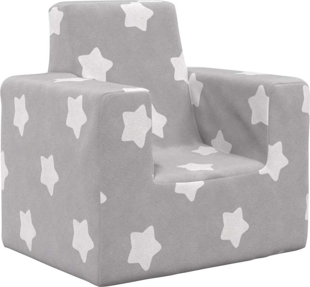 "im Angebot" Kindersofa Hellgrau mit Sternen Weich Plüsch - Kindersofas CC18642