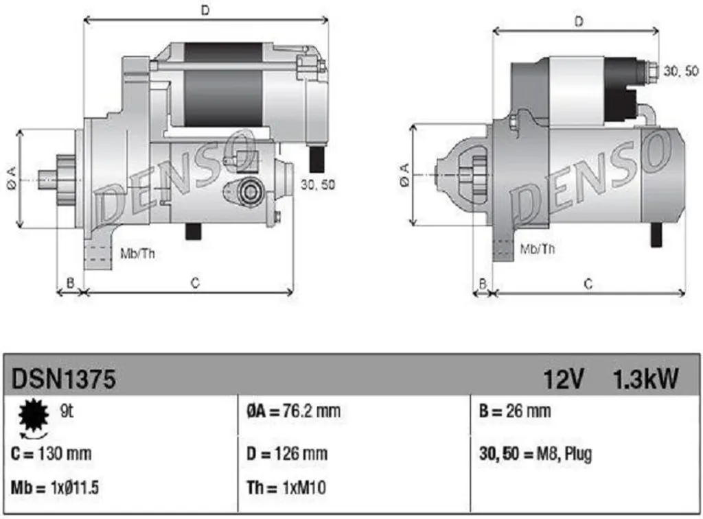Démarreur DENSO DSN1375 - Pièce d'Origine Haute Performance pour Moteur