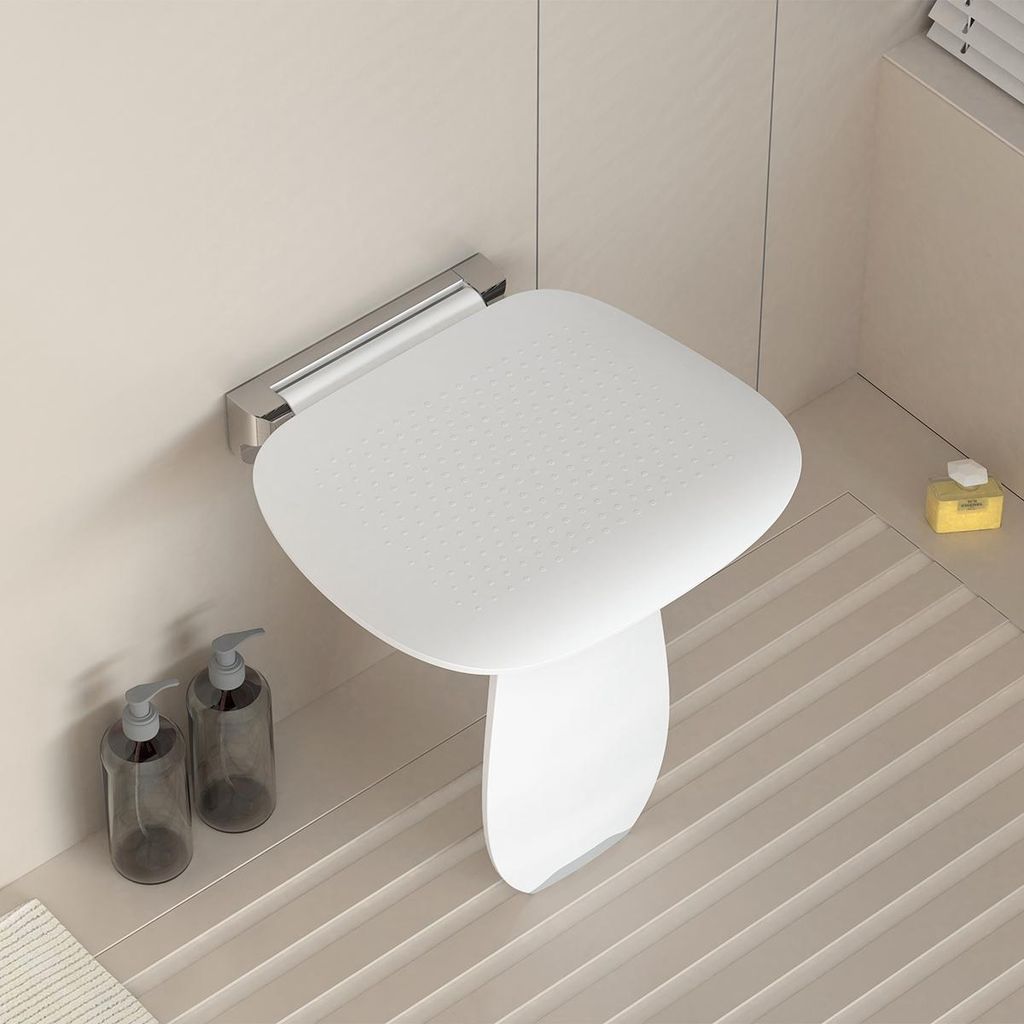 HEUFFE Duschsitz Klappbar Wandmontage Duschklappsitz Klappsitz Dusche bis 200kg Badestuhl Duschhocker-Badhocker Hocker Duschstuhl für Senioren, Weiß