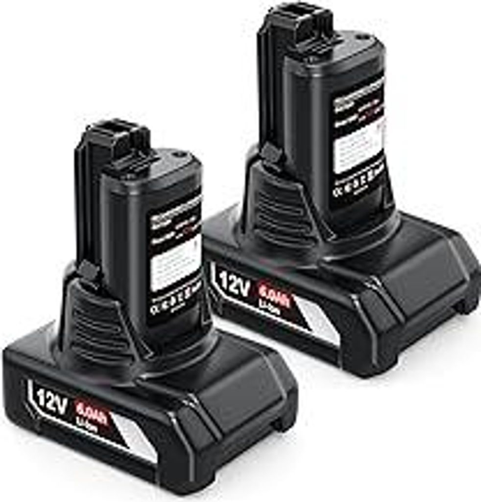 HTongD Ersatzakku für Bosch Akku 12v: 6000mAh Li-ion Werkzeugakku Kompatibel BAT420 BAT411A BAT412 BAT413 BAT411 (2-Stück)