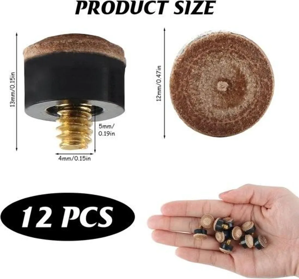 Kit de remplacement 12mm pour queue de billard - 12 embouts en laiton