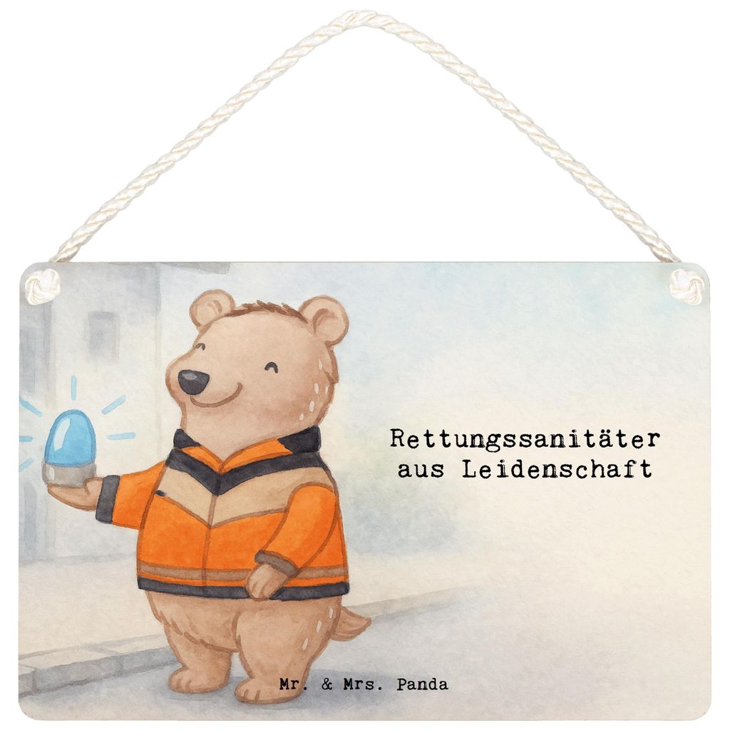 Mr. & Mrs. Panda Deko Schild Rettungssanitäter Leidenschaft Design DIN A6 - Weiß - Geschenk, holzbild, Holzschild, Türschild, Wandbild Holz, wan...