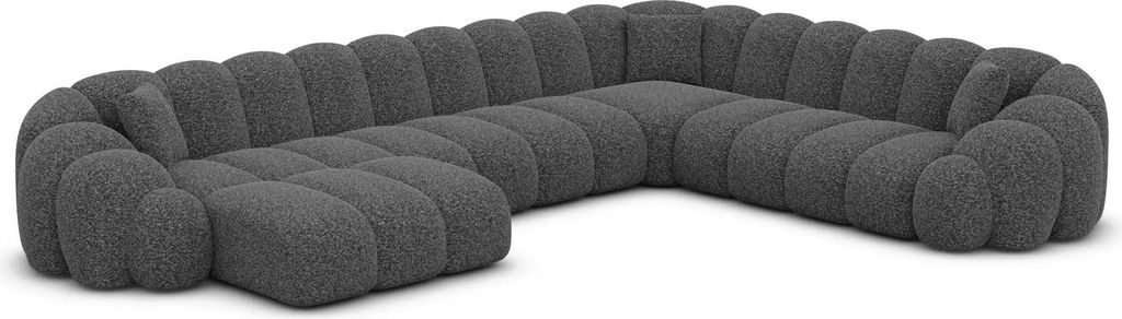 Bouclé U-Form XXL Wohnlandschaft Liora Graphit Links