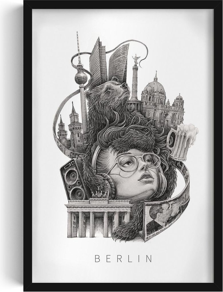 Bilderrahmen – Wandbild – Stadtbild – Berlin – 40x60 cm – Schwarzer Rahmen – Dekoration – Modern – Kunst – Wohnzimmer – Schlafz...