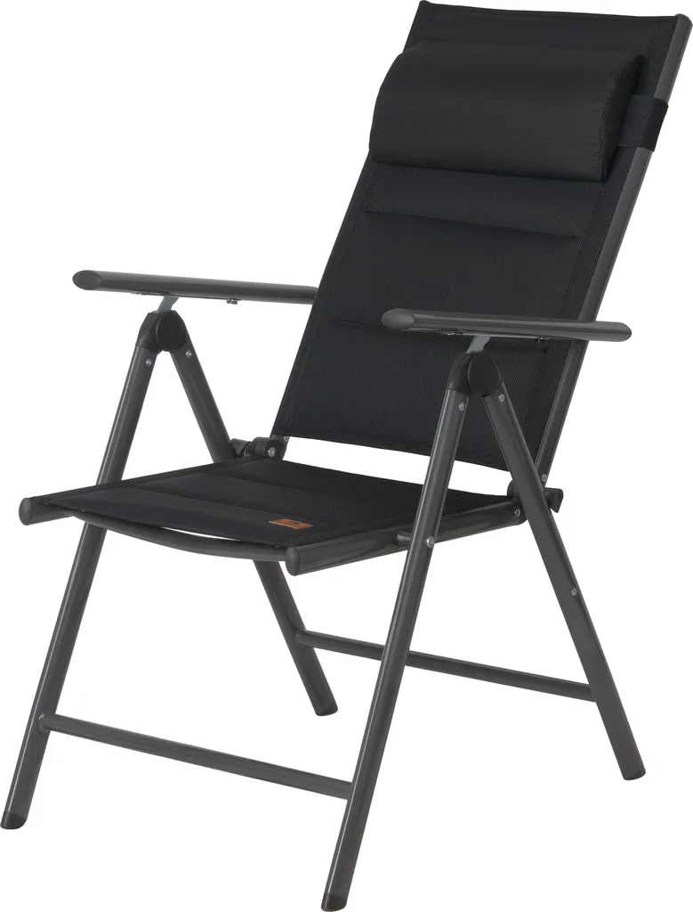 Chaise de camping et jardin CampFeuer noire pliable dossier haut confort