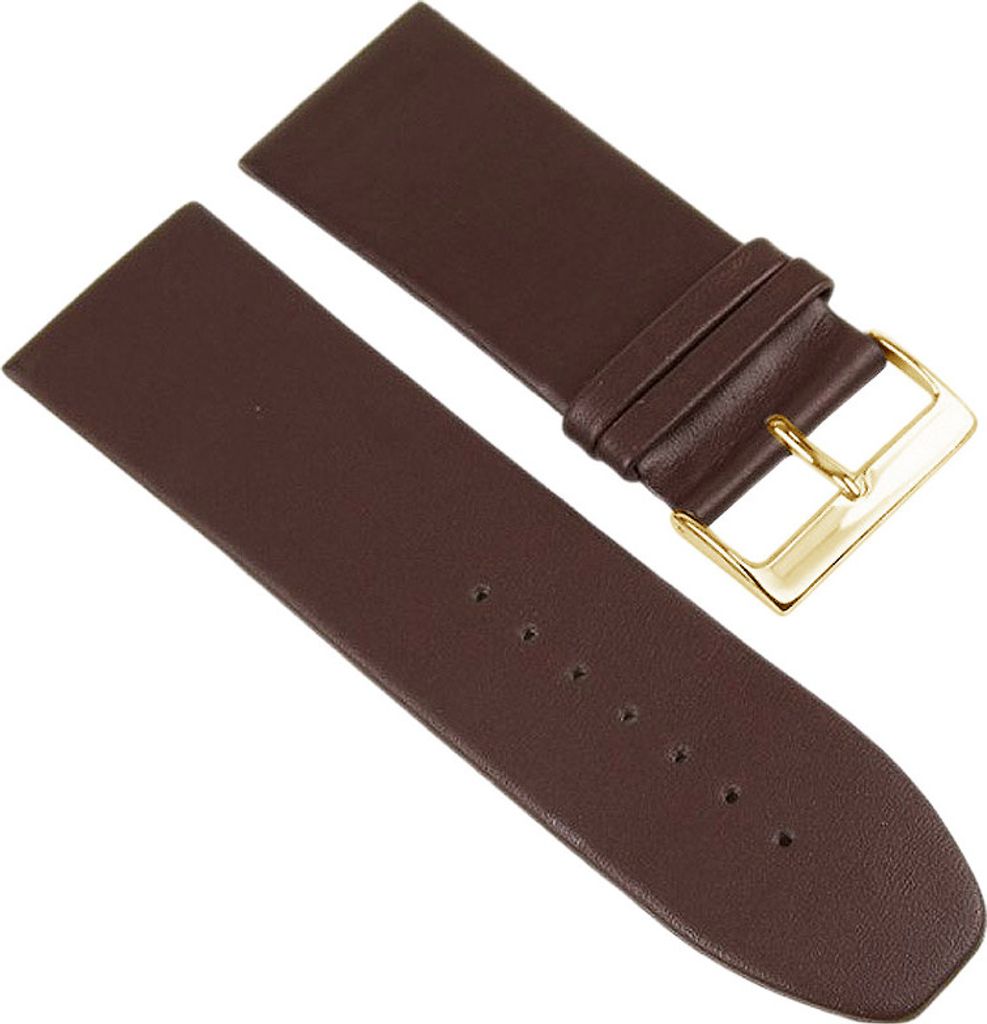 Eichmüller Band | Uhrenarmband Nappaleder braun glatt flach Verlauf, Stegbreite:26mm, Schließe:Gelbgolden