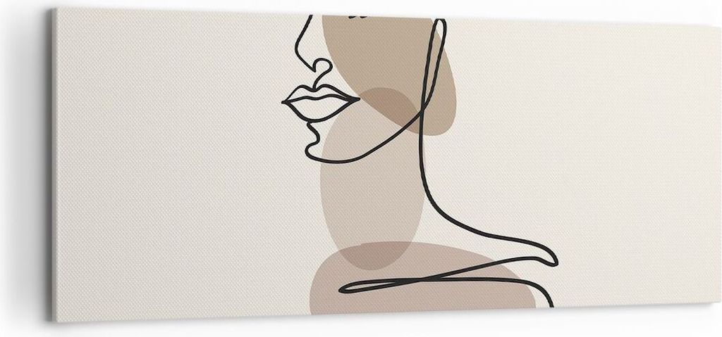Bild auf Leinwand - Leinwandbild - Einteilig - Zeichnung einzeilig Frau - 100x40cm - Wand Bild - Wanddeko - Wandbilder - Leinwanddruck - Bilder - W...