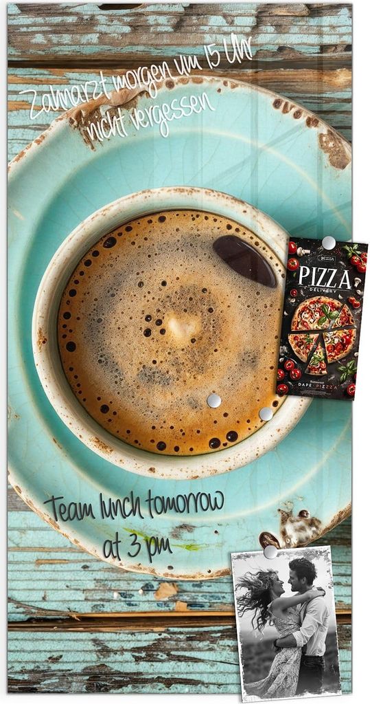 Magnettafel 50x100cm Pinnwand Whiteboard beschreibbar - Tasse und Lavendel