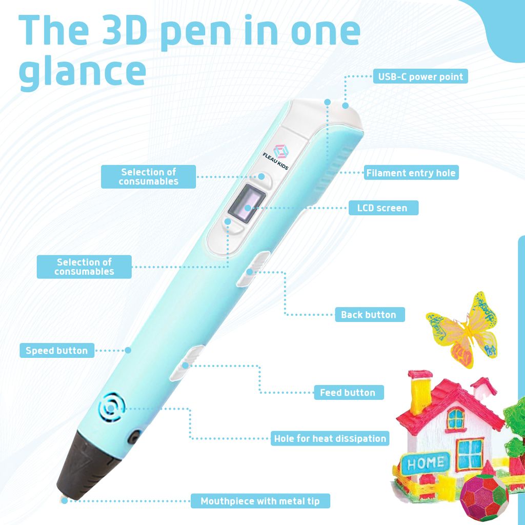 Fleau Kids 3D Pero Startovací Sada Modrý L - 36m Filamentu Obrázek produktu 5