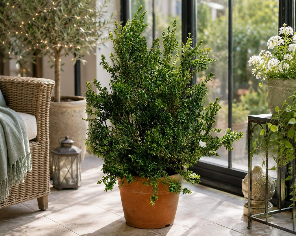 Myrtus communis (struik), circa 80 cm – Echte bruidsmirte, Productafbeelding  AI-gegenereerde afbeelding