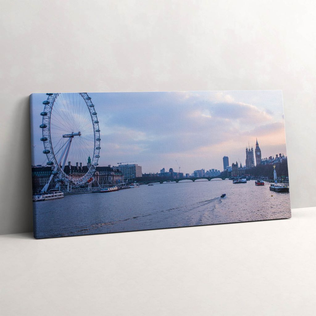 London Eye Panorama der Stadt – Leinwandbild Wandbild – 120x60 cm – Leinwandbilder – Wandbilder – Schlafzimmer – Flur