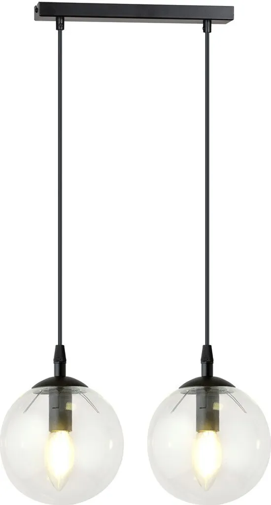 Lustre Suspension Moderne COSMO 2 Noir et Verre - Éclairage Salon