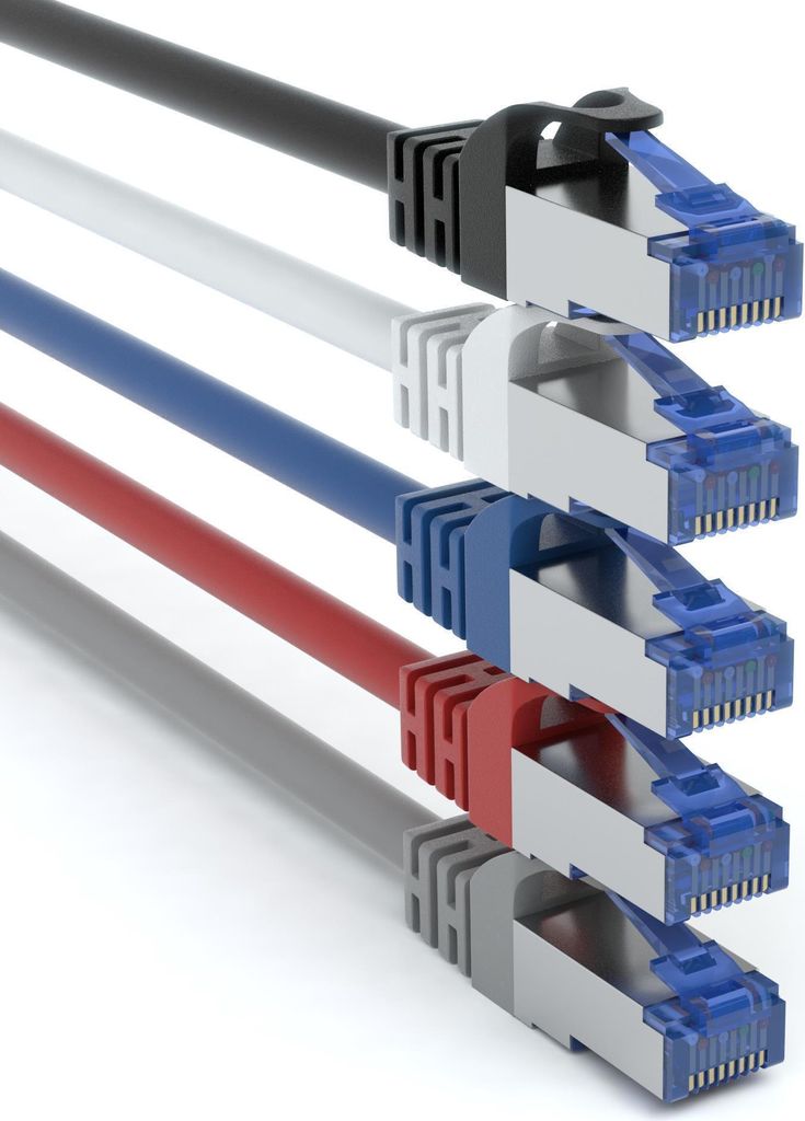 5x 0,5m RJ45 Patchkabel SFTP Netzwerkkabel CAT 7 Rohkabel LAN Kabel in 5 Farben