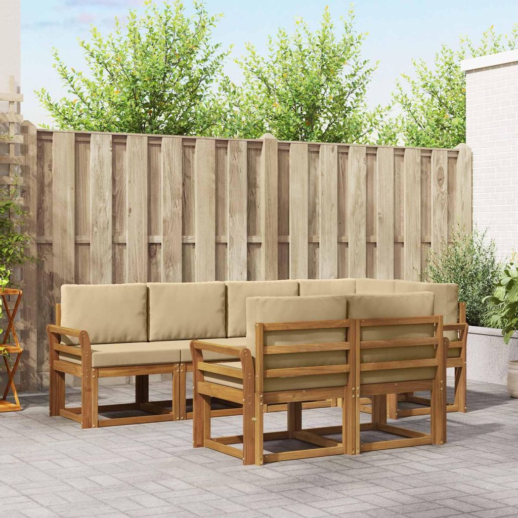 "SALE 2026"Outdoor-Sofagarnitur - CLORIS - Balkonmöbe/Sitzgruppe - mit Kissen 7 pcs - Moderne Design - Natur und Beige - Gartensofas NeuMöbel571359
