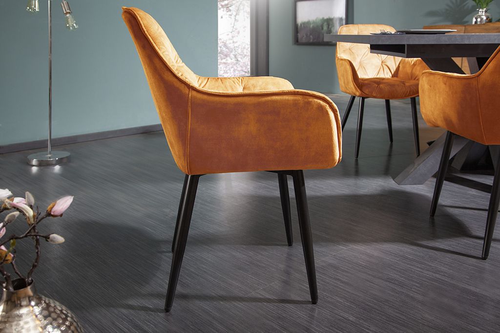 riess-ambiente Design Stuhl MILANO senfgelb Samt mit Produktbild 4