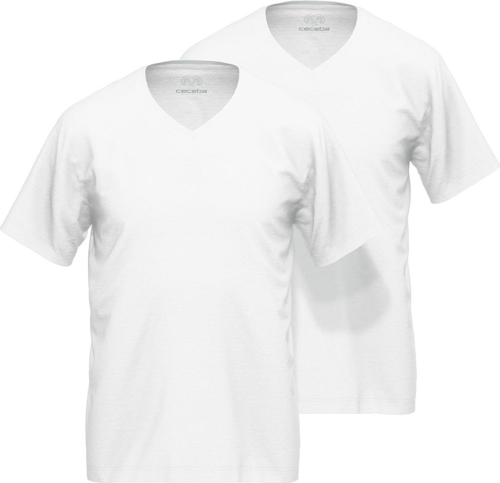 CECEBA Herren Shirt weiß uni 2er Pack Größe: 58