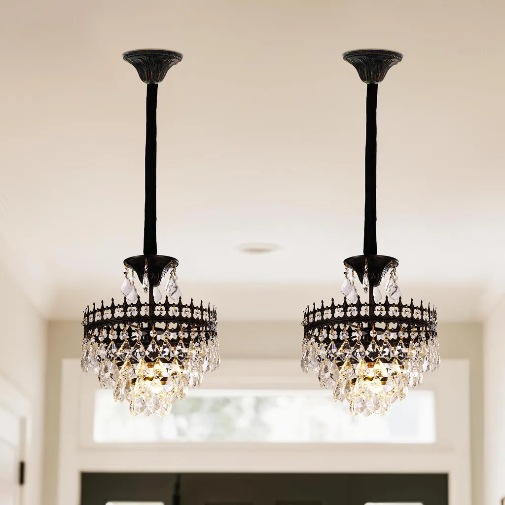 Lustre Cristal Réglable : Solution d'Éclairage pour Plafonds Bas - 2