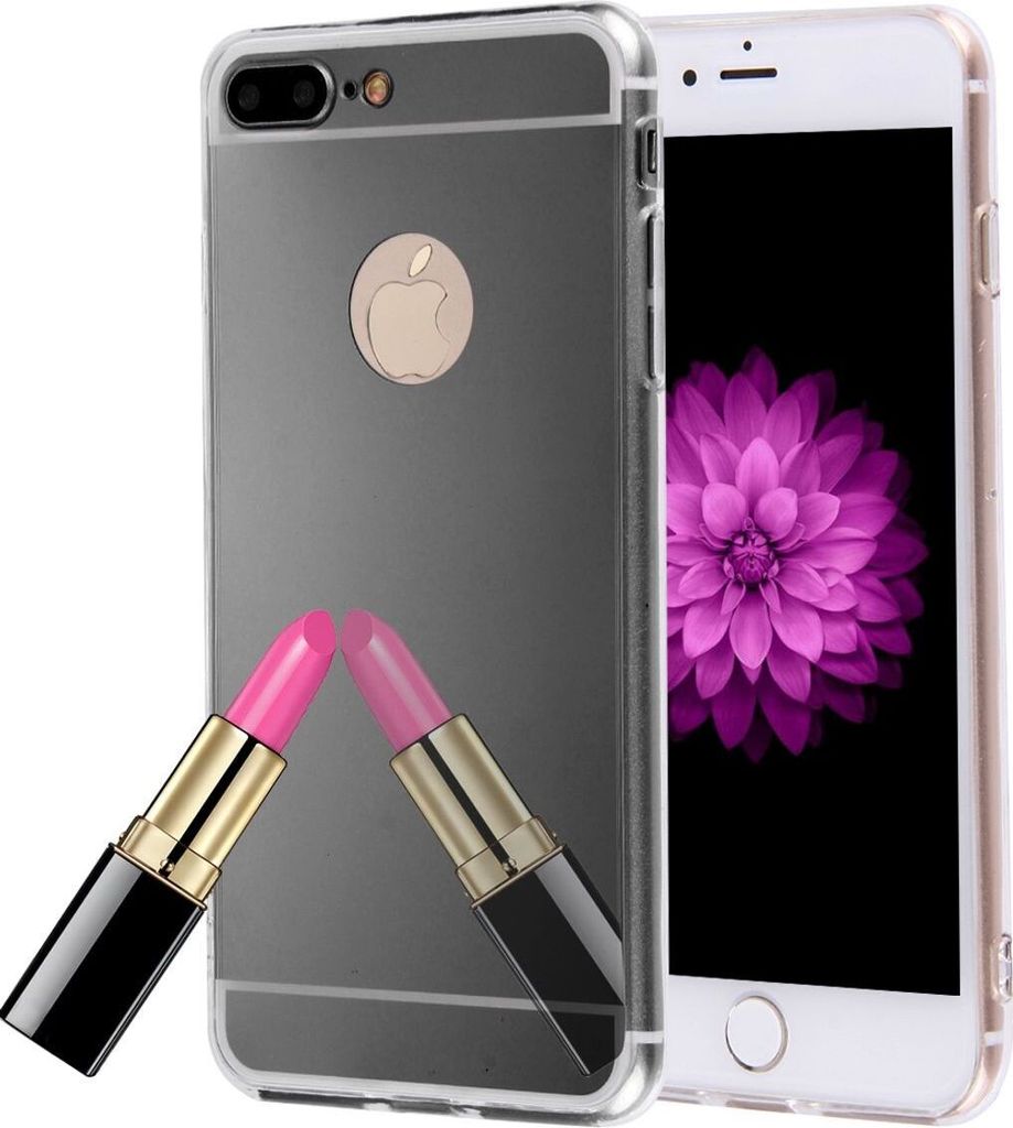 Apple iPhone 8 Plus Handy Hülle Spiegel Mirror Soft-Case Schutz-Cover Schwarz