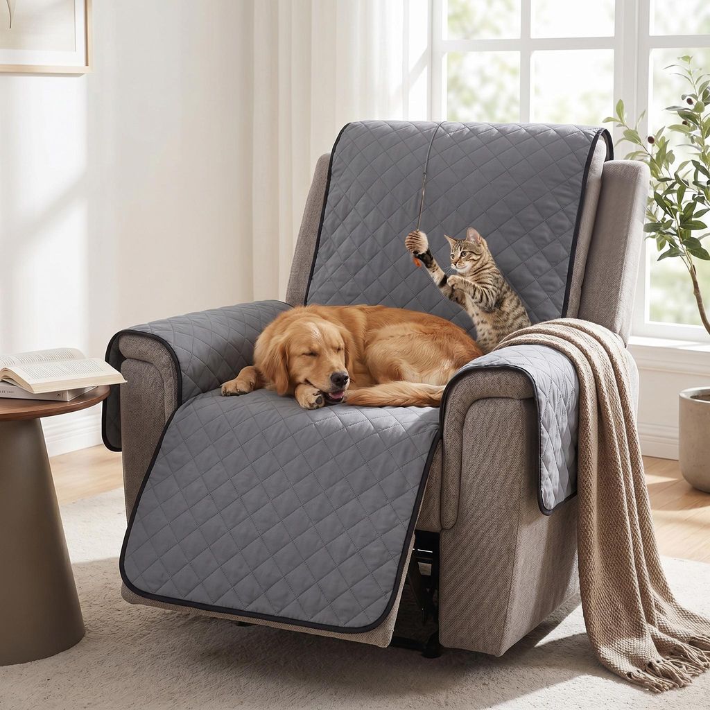 Hussen, Wasserdicht Sofa Überzug 1-Sitzer, waschbarer und kratzfester Bezug, für Hunde, Katzen und andere Haustiere, 170 x 170 cm, Grau