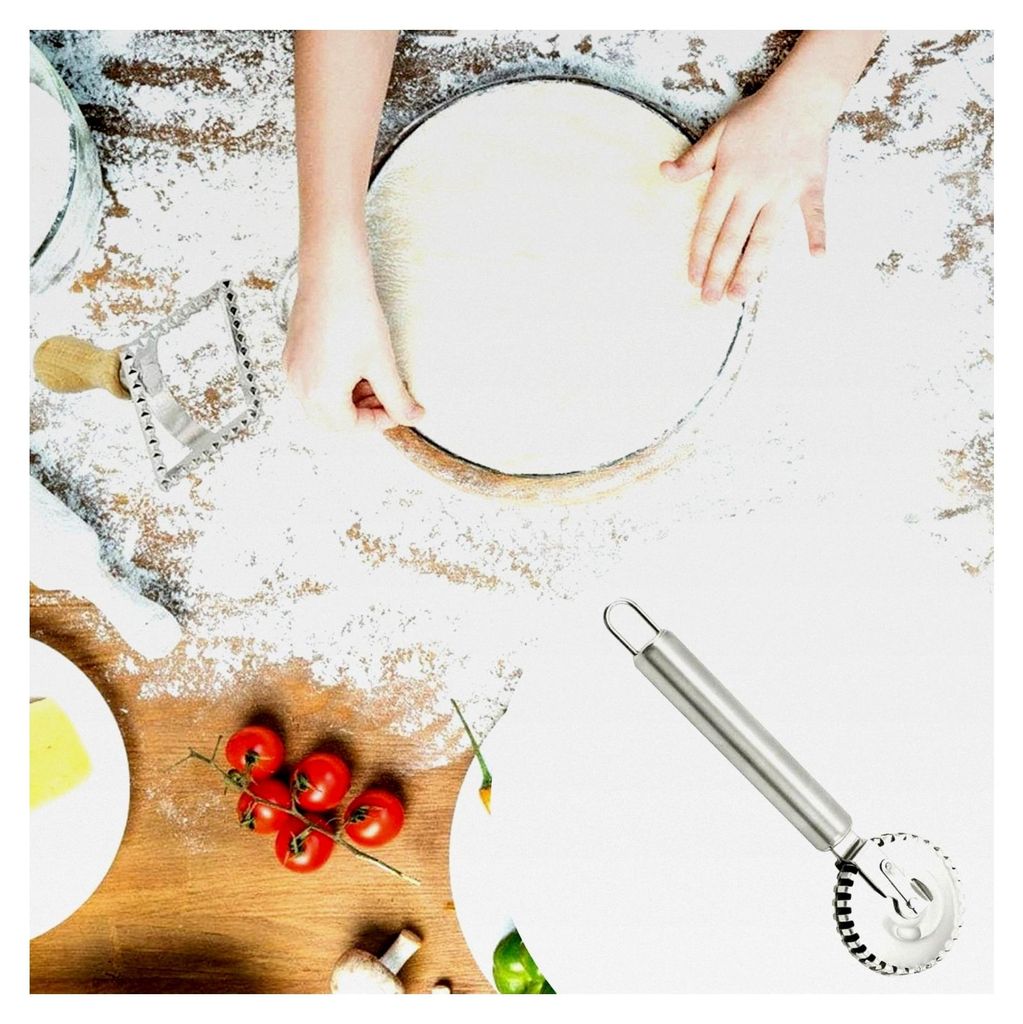 Rad – Nudelschneider aus Edelstahl | Küchenwerkzeug mit gerillter Kante, korrosionsfreies Backwerkzeug | Backen, Ravioli, Desserts und Hausgemac...