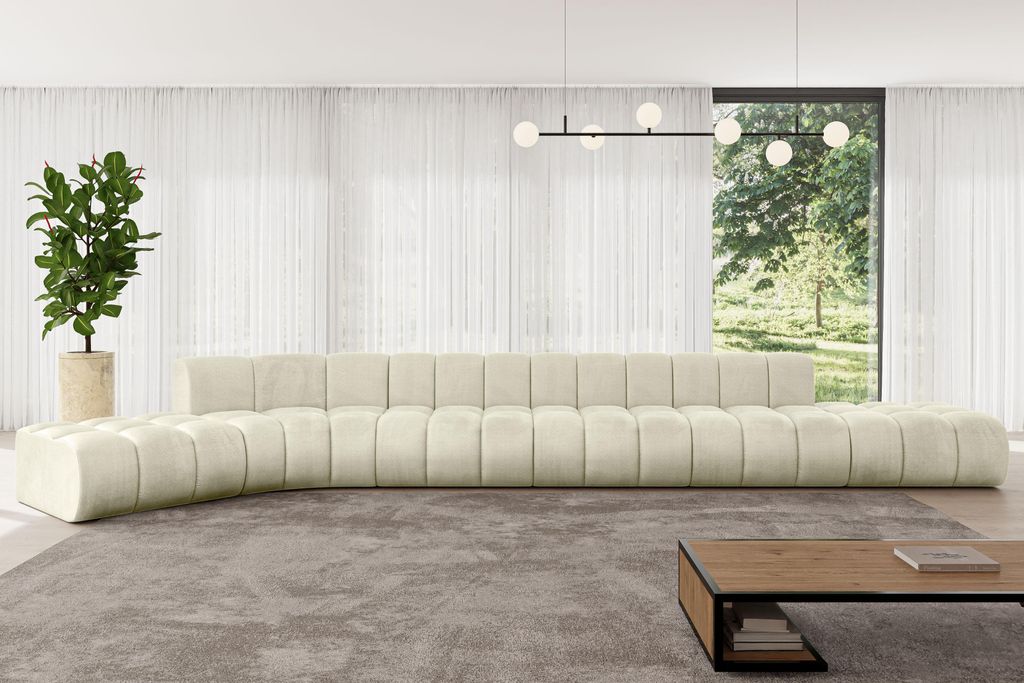 ALTDECOR Modulares Sofa Ecksofa in L-Form - Solven-L3 - 562x174x70 cm Beige - Corner modular Sofa Eckcouch Couch Wohnlandschaft Cauchsofa Bodensofa...