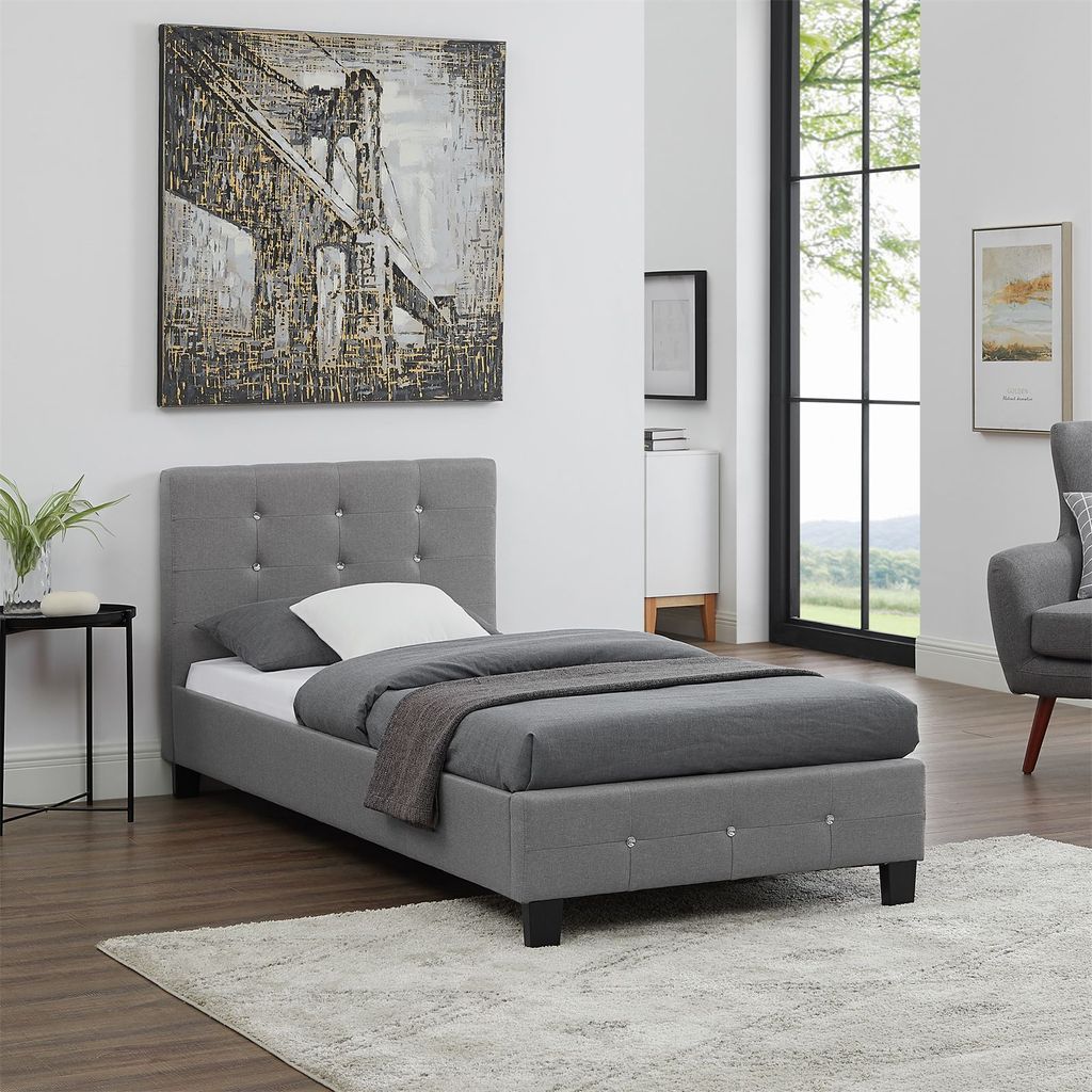 Polsterbett DELAWARE Bettgestell 90 x 200 cm Einzelbett Produktbild 