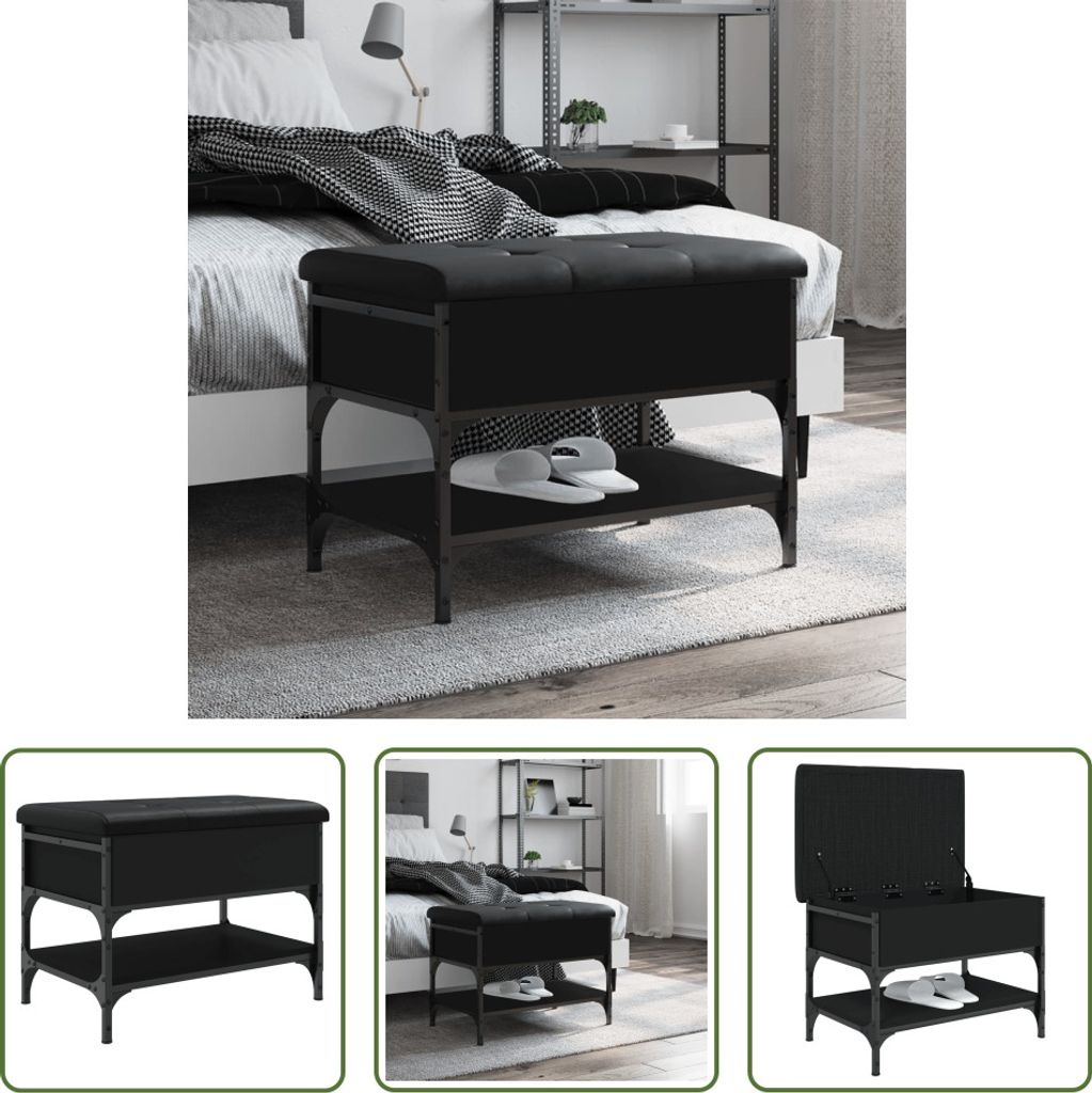 The Living Store Schuhbank Schwarz 62x42x45 cm Holzwerkstoff