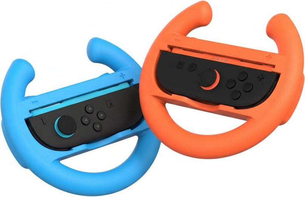 Joy Con Lenkrad Set für Nintendo Switch 1 und 2 – Orange & Blau