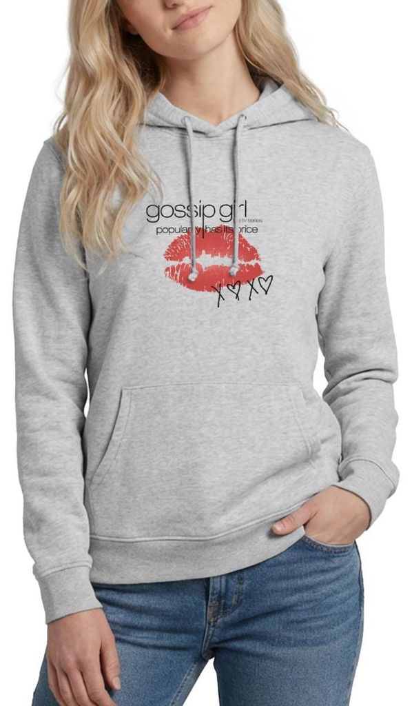 Spreadshirt Gossip Girl Popularity Has Its Price Kussmund Damen Hoodie, M, Hellgrau meliert