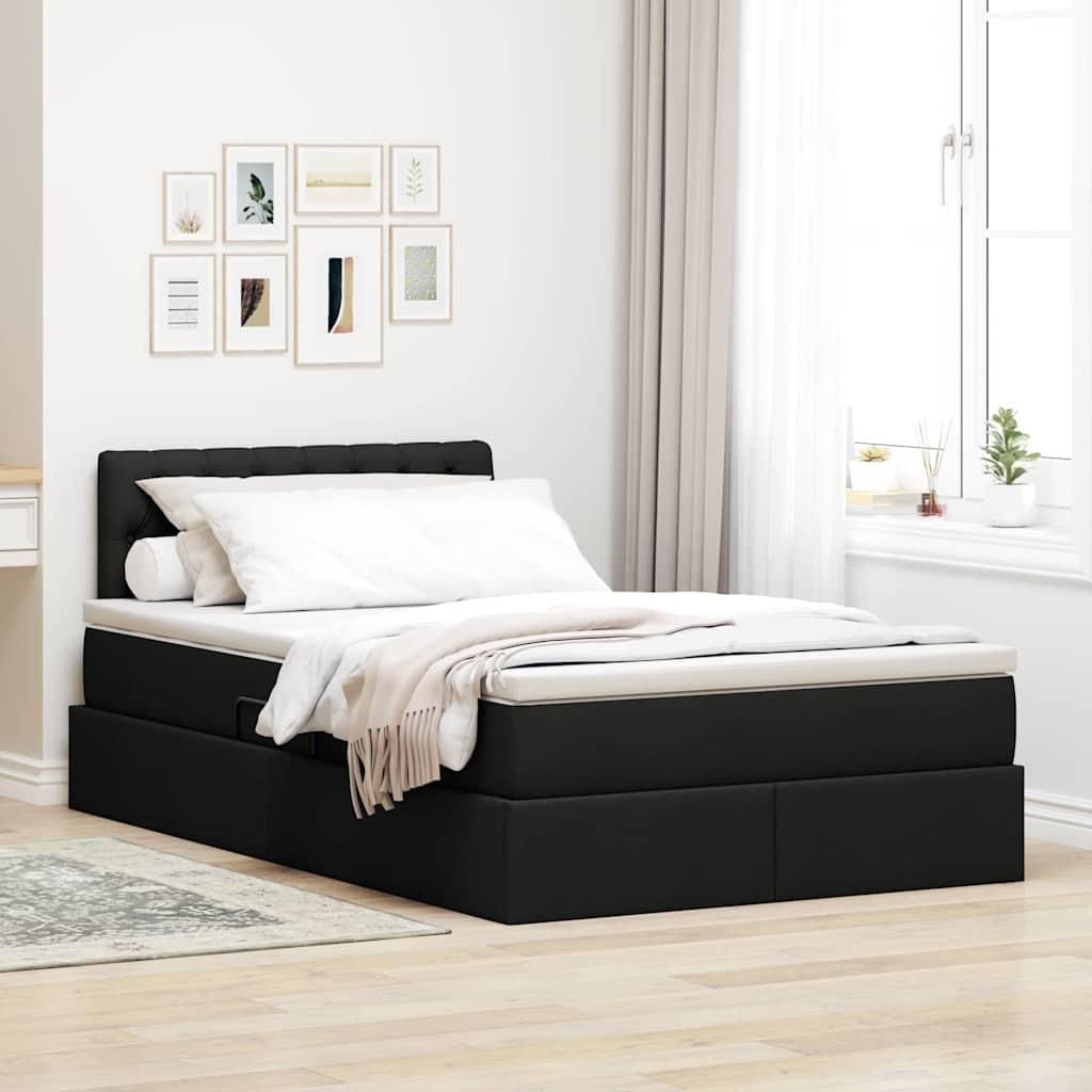 "2025"clorisDoppelbett - MODERENE Bett mit Stauraum und LED Schwarz 120 x 190 cm Polyester - Klassische Betten DE7631049