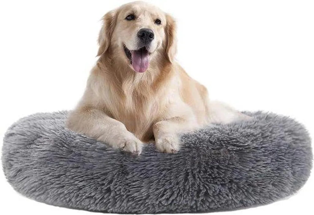 Panier déhoussable pour chien 70cm - Lit donut gris foncé ultra moelleux