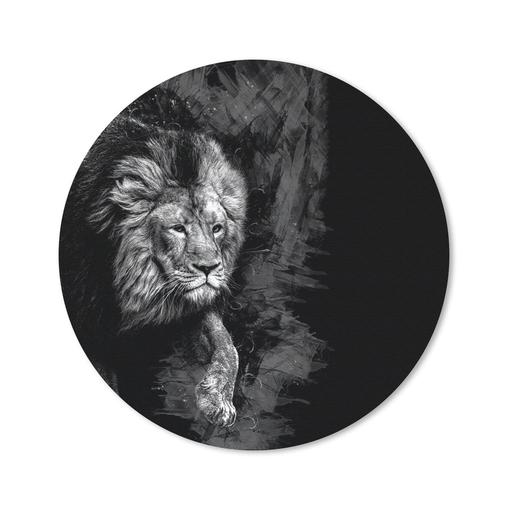 MuchoWow Mauspad Mousepad Löwe - Tiere - Schwarz - Weiß 40x40 cm - Mousepads - Maus Mat - Pad - Mausunterlage - Schreibtisch Accessoires